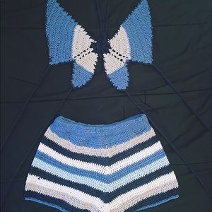 Knit summer butterfly top and bottom